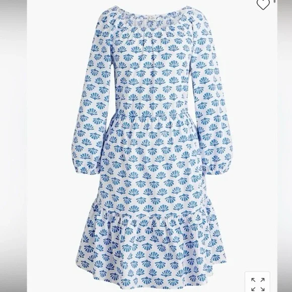 J. Crew Mini Dress Blue and White Floral Long Sleeve Dress - Picture 2 of 16